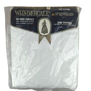 Wondercale By Springmaid No-Iron Percale Day Fitted Sheet 33x75 Made In USA